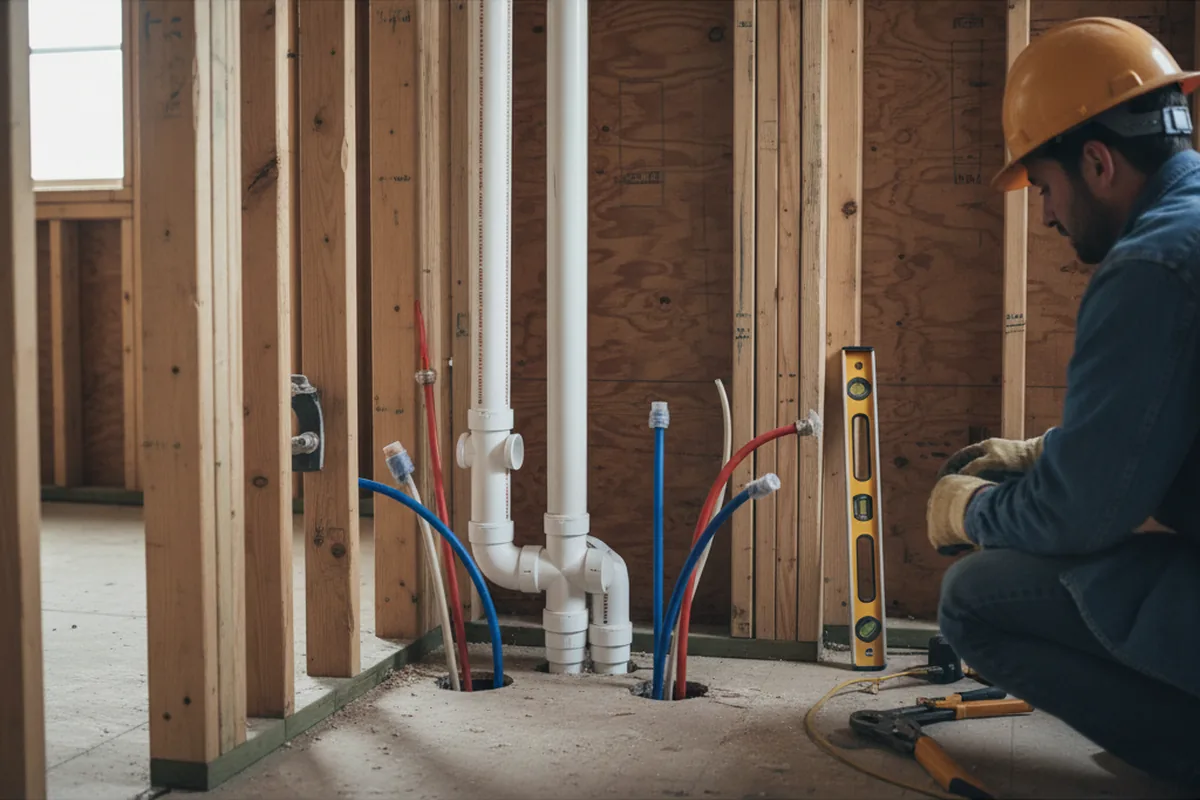 Drain and supply rough-in during Leak Detection in Robertsdale